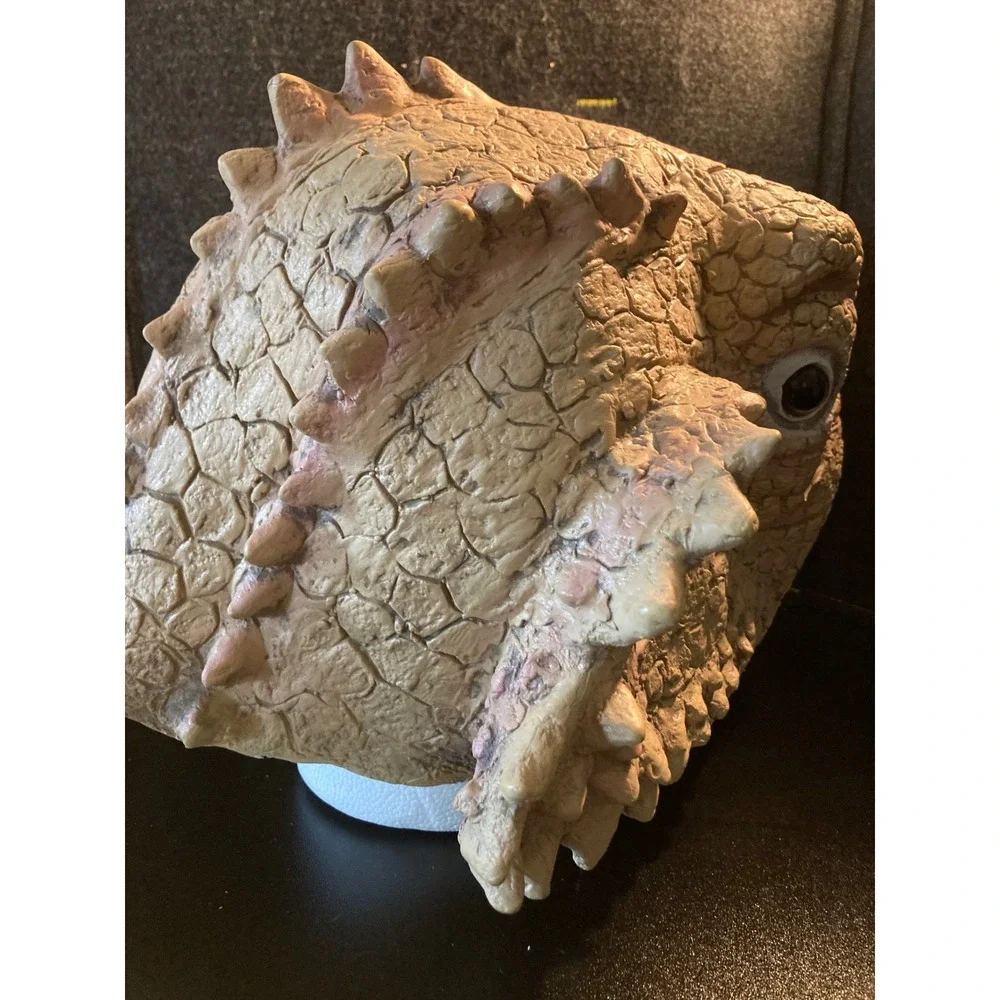 Bearded Dragon Lizard Latex Mask Realistic Reptile Full Head Costume Tan Cosplay